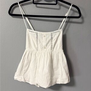 Zara lace trim white bubble hem strappy top. Size X-Small